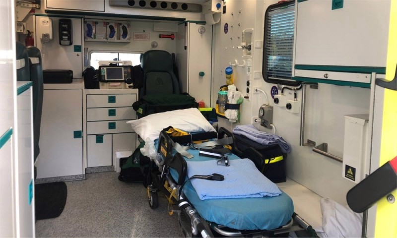 Inside an ambulance as provided by Fire-Medics, Event Fire, Rescue & Emergency Medical Cover specialists,  Belfast, Dublin, Donegal / Sligo providing an all Ireland service.